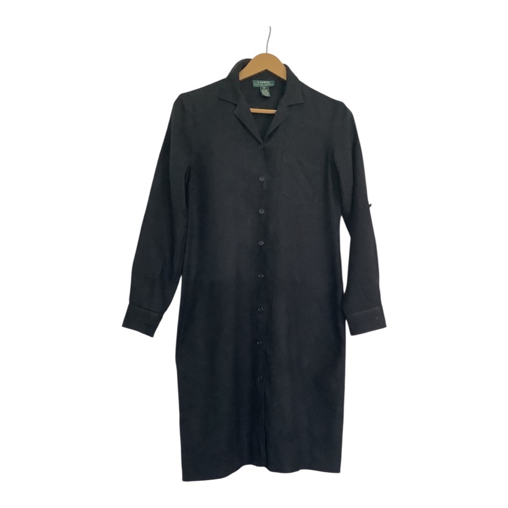 Lauren Ralph Lauren 100% Silk Black Shirt Dress Petite 4P Button Front Midi
B028 - Picture 2 of 9